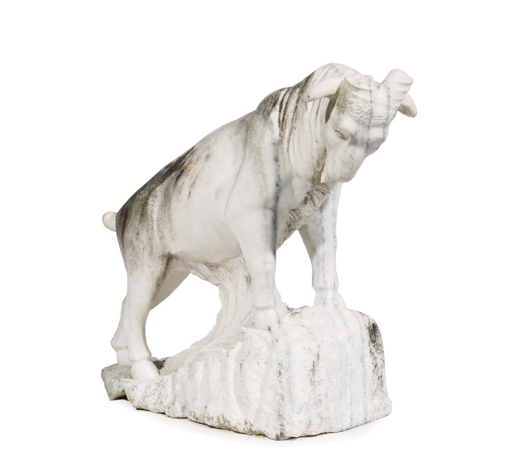 CARVED MARBLE FIGURE OF A MOUNTAIN GOATContinental