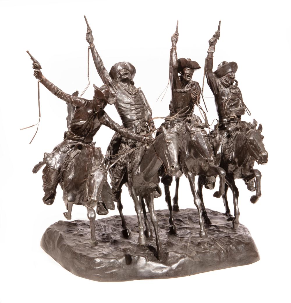 BRONZE FIGURAL GROUPING "COMING