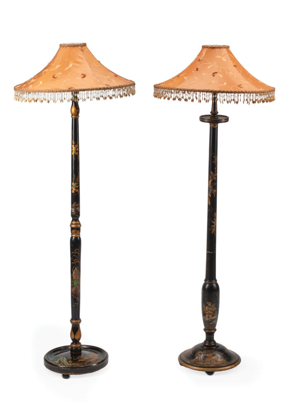 NEAR PAIR OF CHINOISERIE FLOOR LAMPSNear