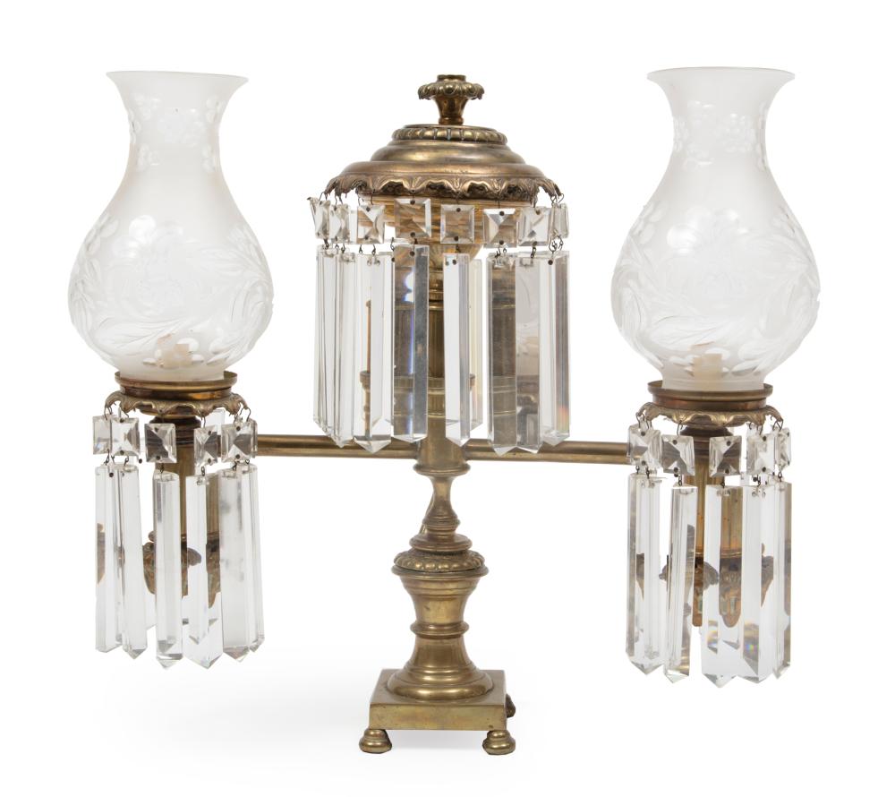 AMERICAN BRASS TWO-LIGHT ARGAND