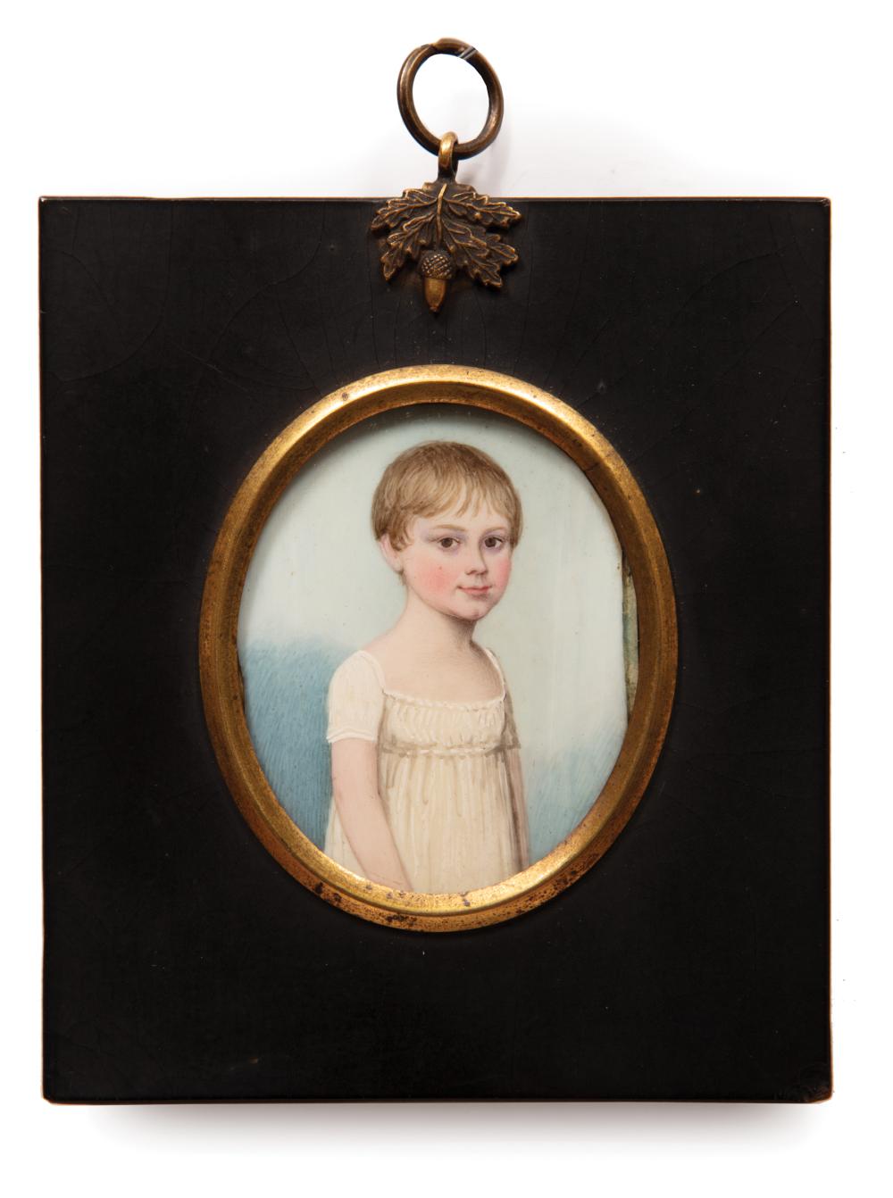 PORTRAIT PIN AND MINIATURE OF YOUNG