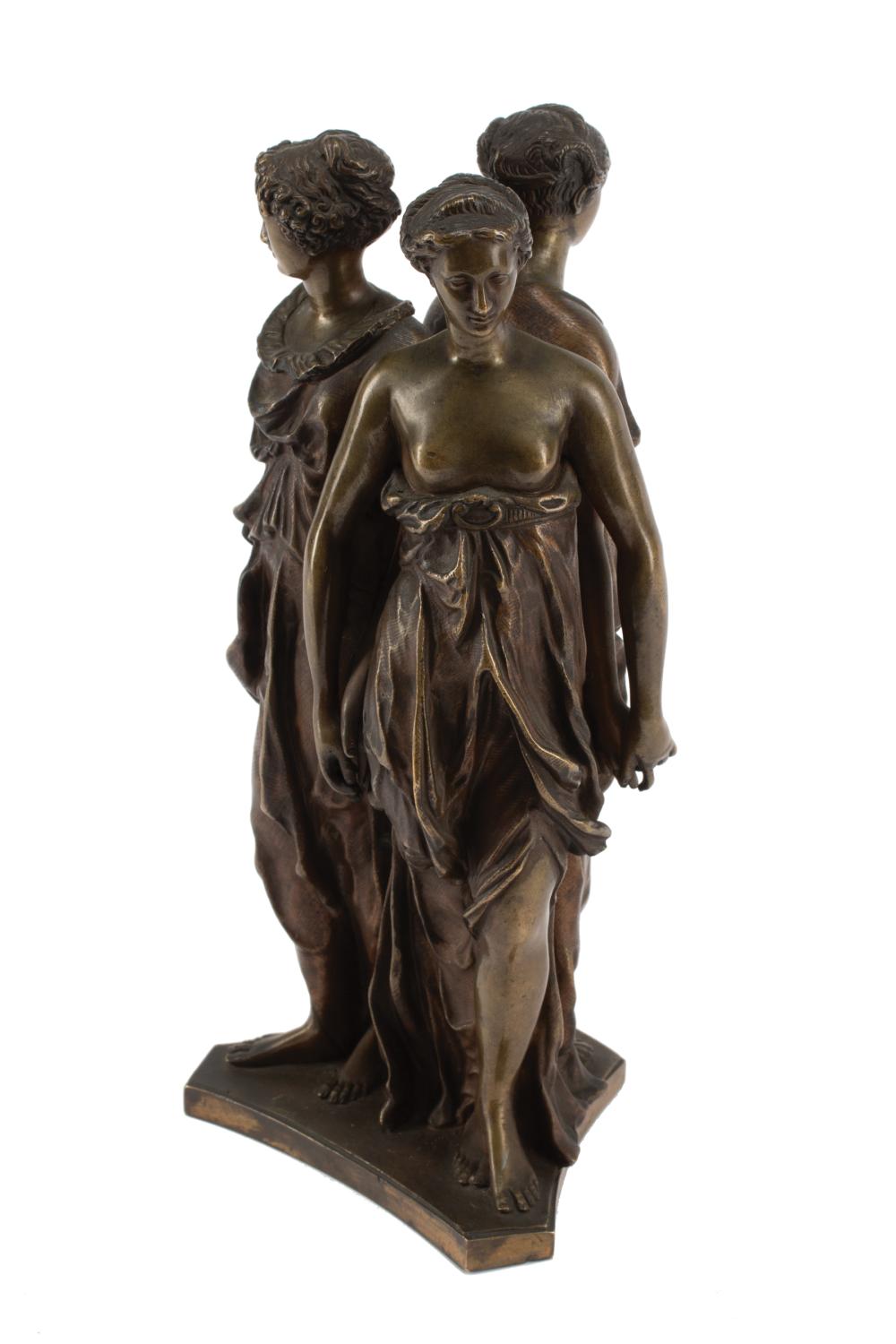 BRONZE FIGURAL GROUP OF "THE THREE