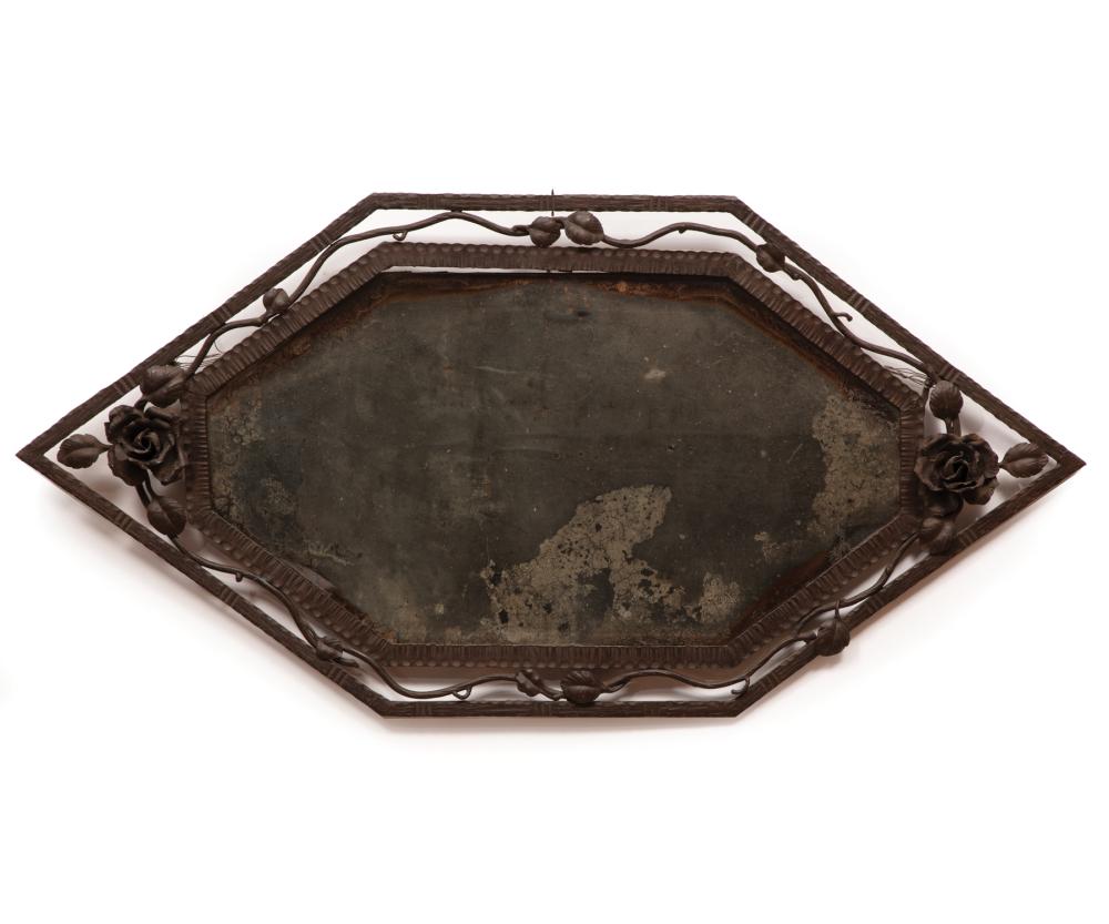FRENCH ART DECO WROUGHT IRON MIRRORFrench