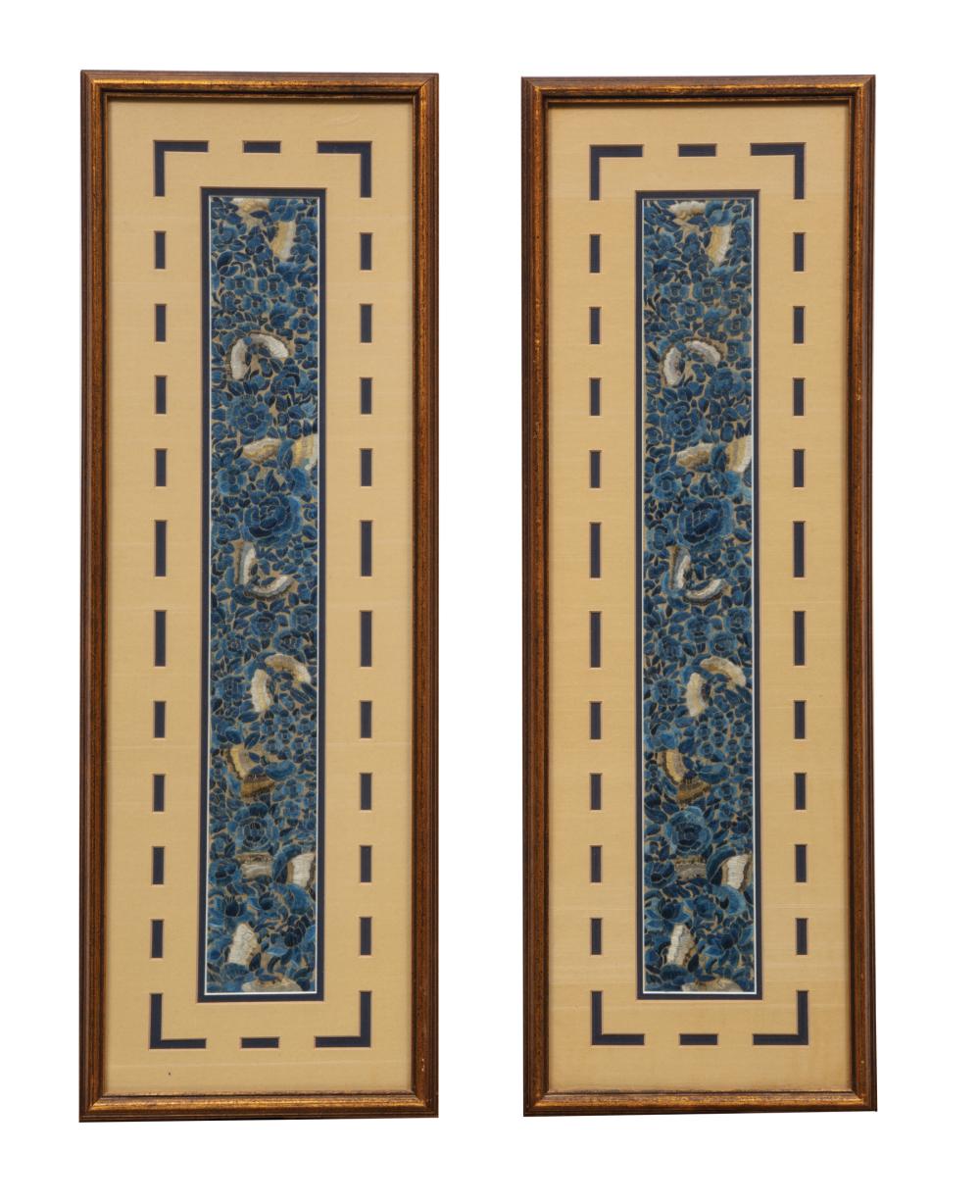 PAIR OF CHINESE EMBROIDERED SILK