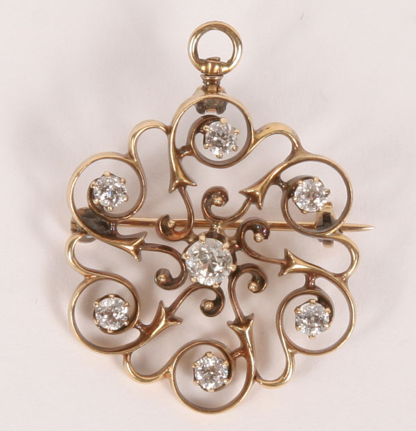 Victorian gold and 7 diamond floral