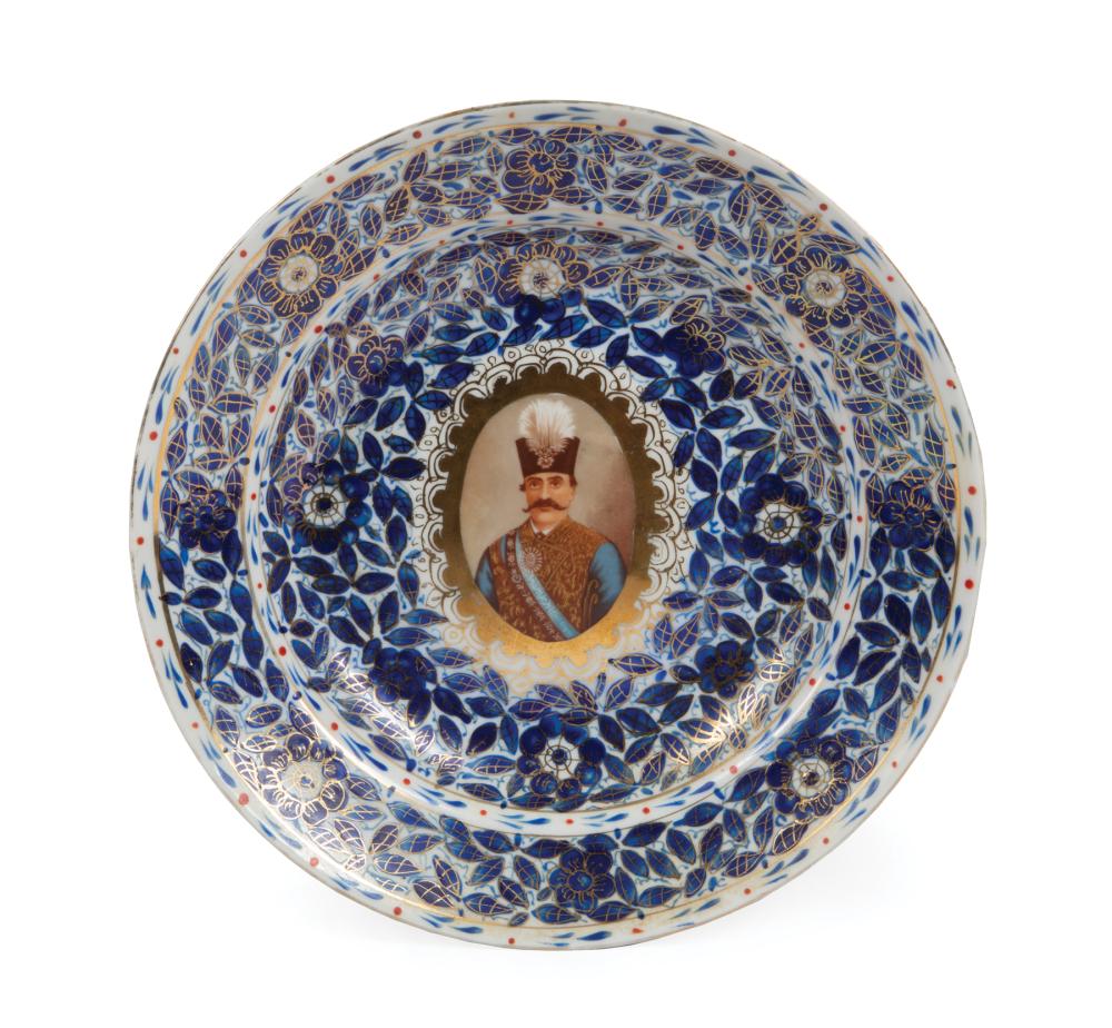 POLYCHROME PORCELAIN PORTRAIT DISHPolychrome