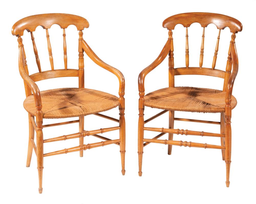 PAIR OF ANTIQUE OAK STEAMBOAT CHAIRSPair