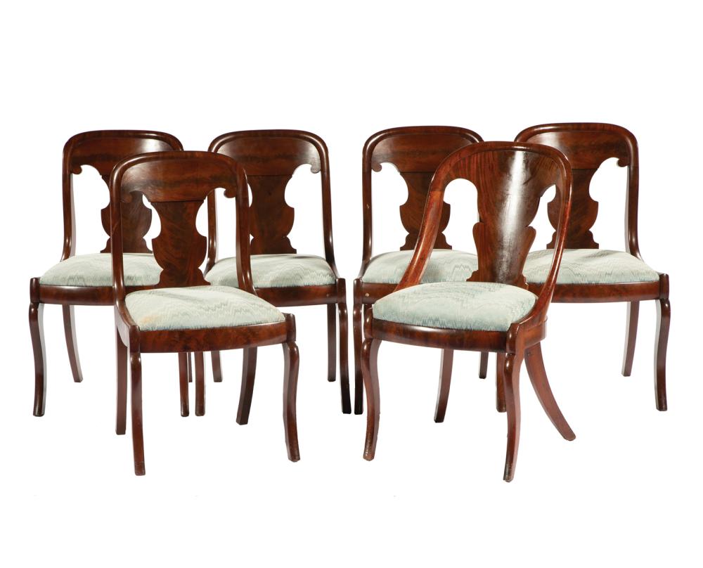 AMERICAN CARVED MAHOGANY SIDE CHAIRSFive