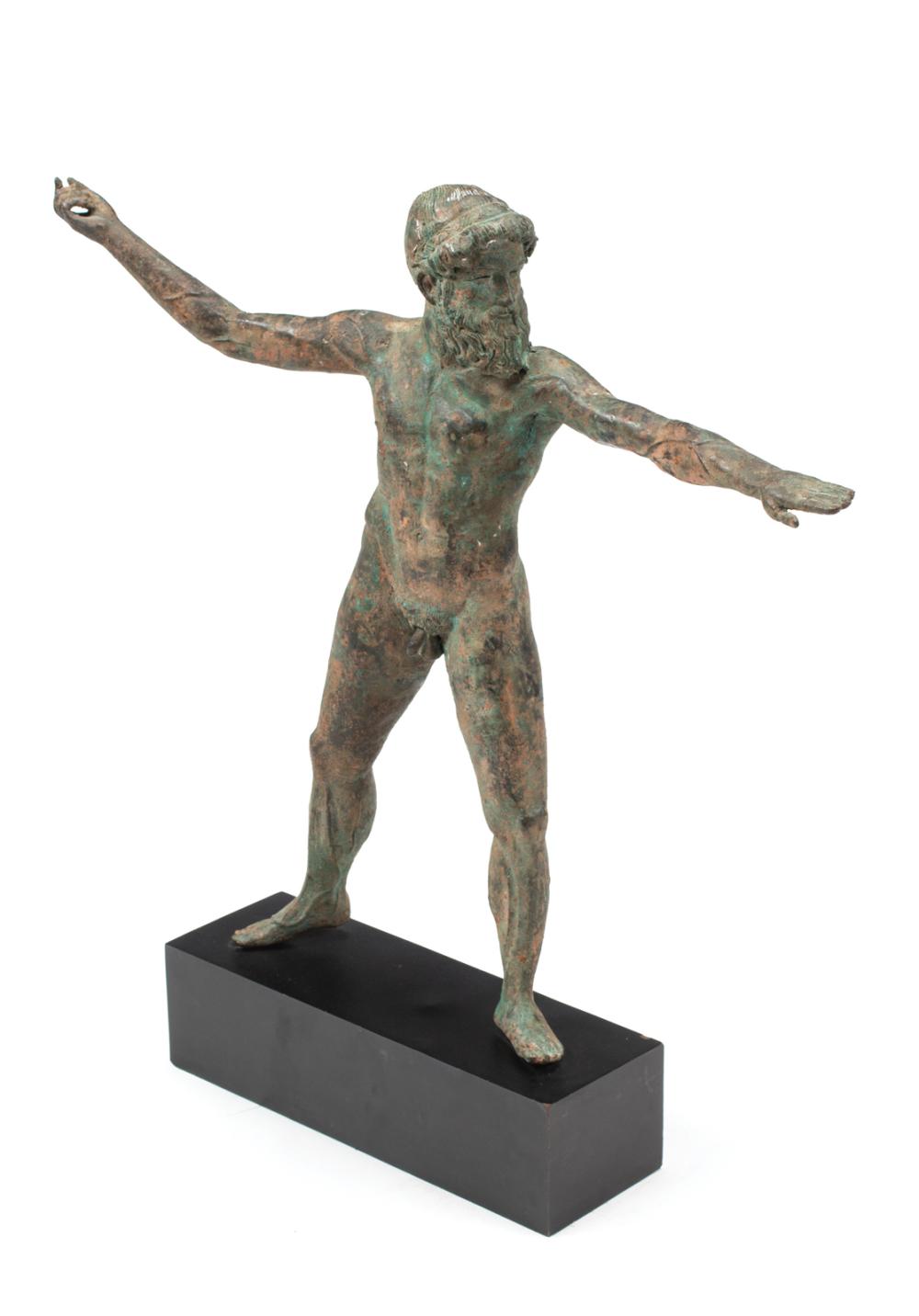 PATINATED BRONZE FIGURE OF POSEIDONPatinated