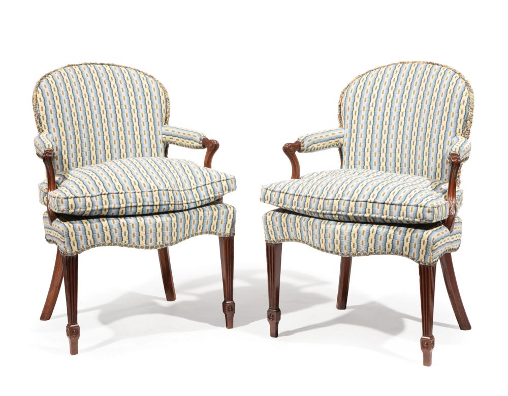 PAIR OF LOUIS XVI-STYLE MAHOGANY