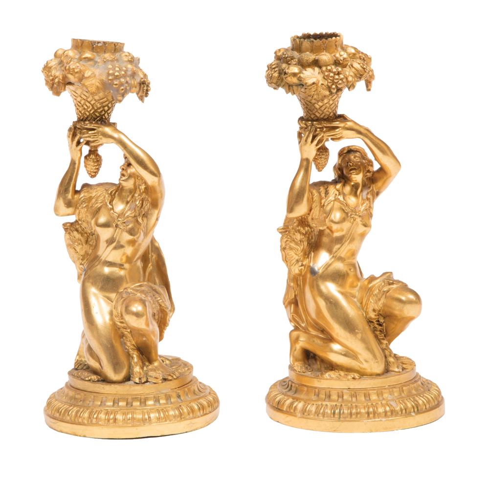 FRENCH GILT BRONZE FIGURAL CANDLESTICKSPair 318ea1