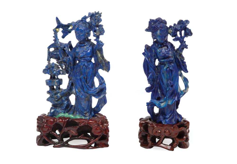 TWO CHINESE LAPIS LAZULI FIGURES 318e9d