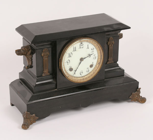 Ansonia mantle clock with ebonized metal