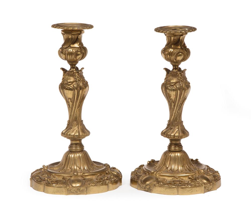 PAIR OF LOUIS XV STYLE BRONZE CANDLESTICKSPair 318f0e