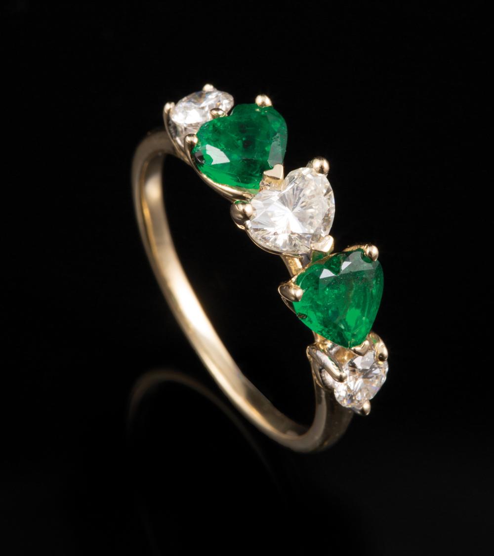 14 KT. YELLOW GOLD, EMERALD AND