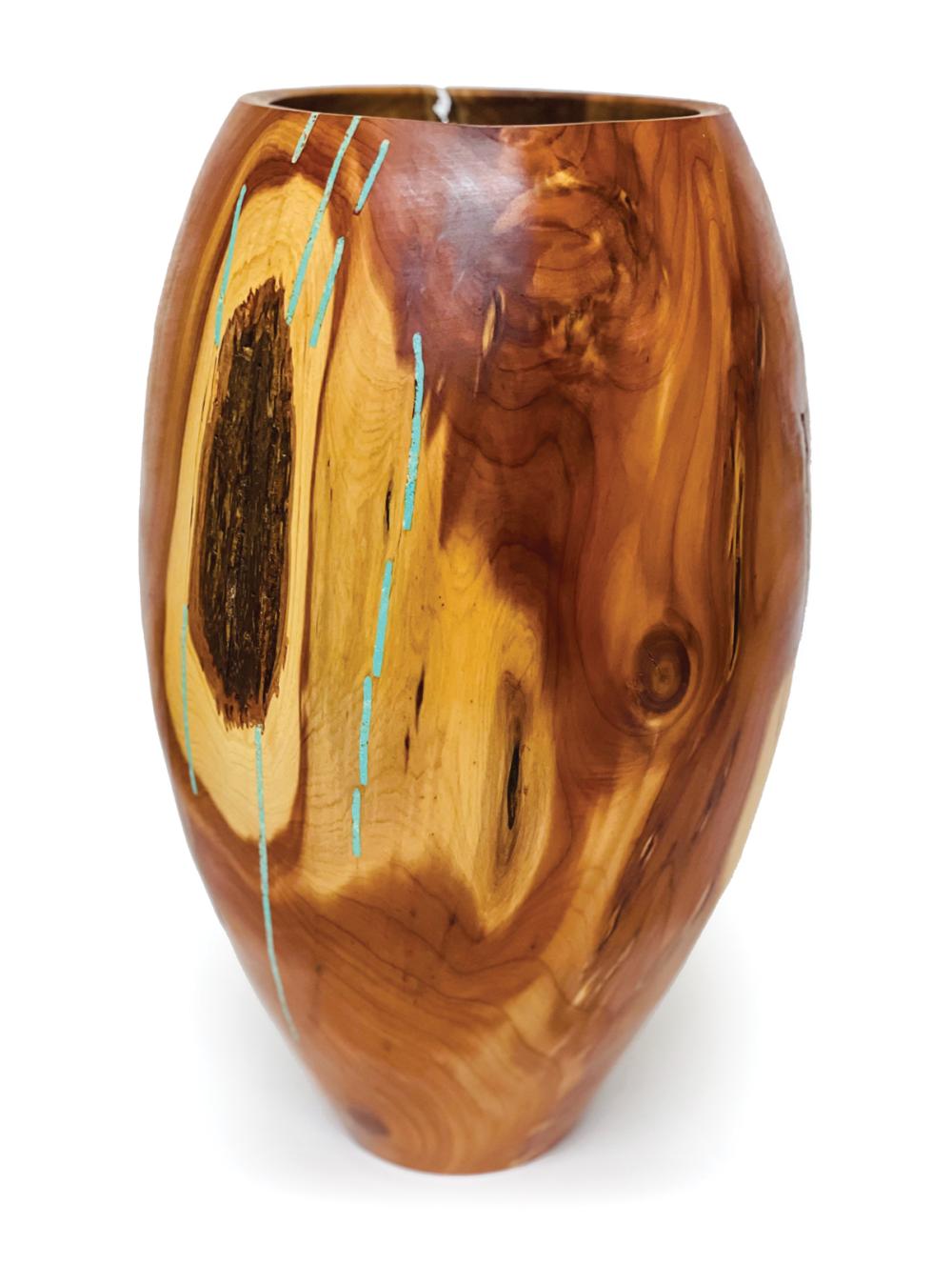 CARVED RED CEDAR VESSEL BY TERRY
