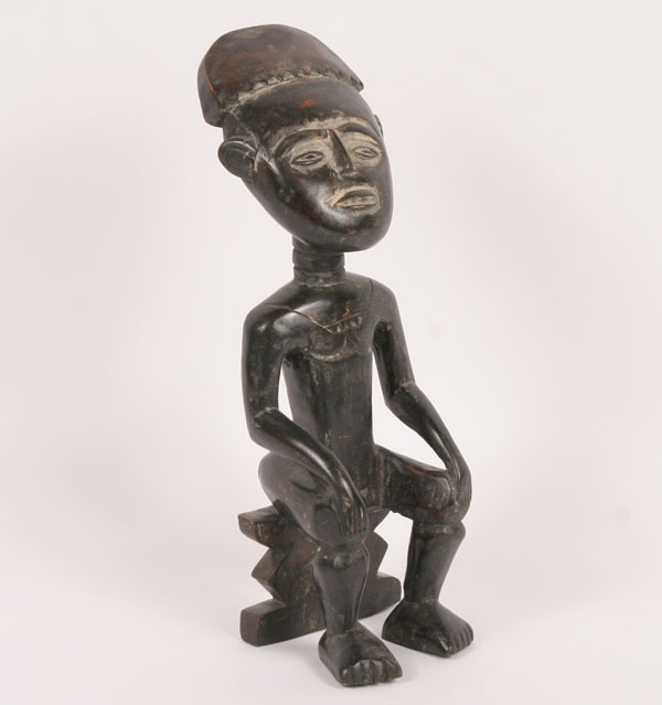 Ashanti carved wood seated figure;