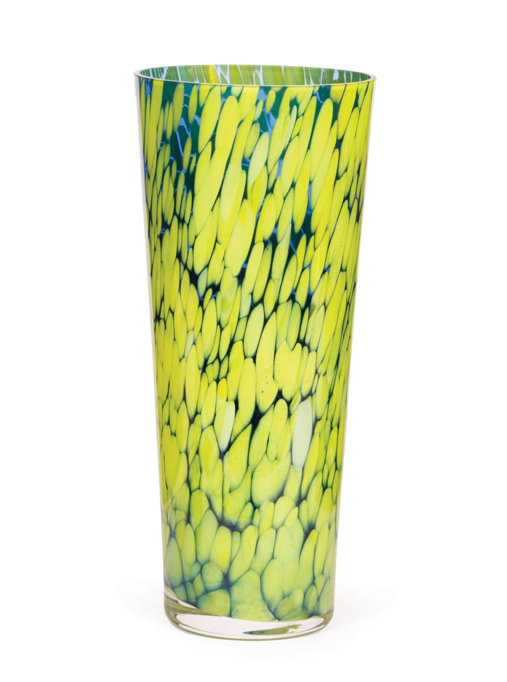 ART GLASS YELLOW AND BLUE VASEArt