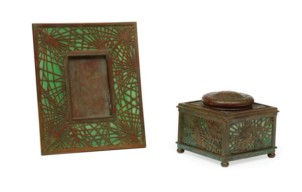 TIFFANY STUDIOS BRONZE AND SLAG