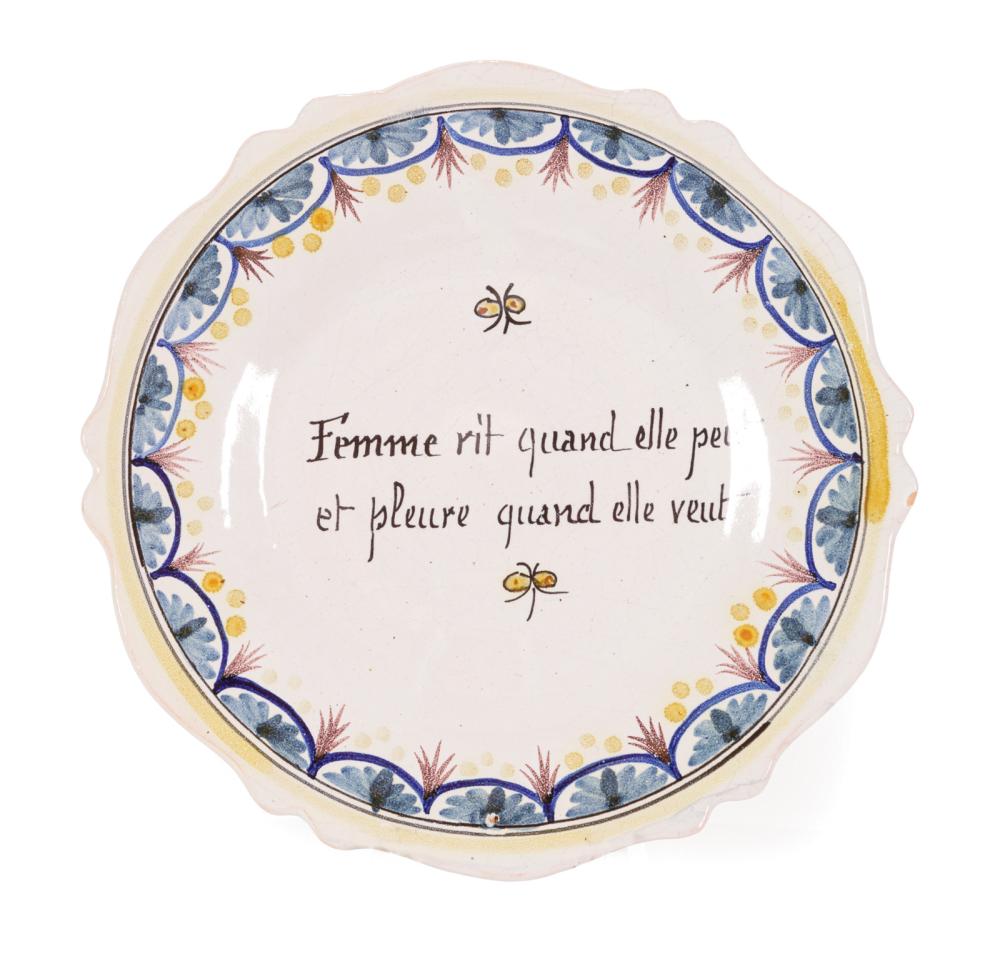FRENCH FAIENCE PLATEFrench Faience 3190ca