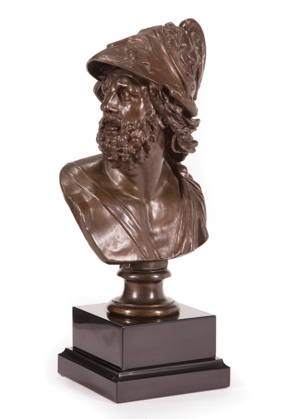 FRENCH BRONZE BUST OF AJAXFrench Bronze