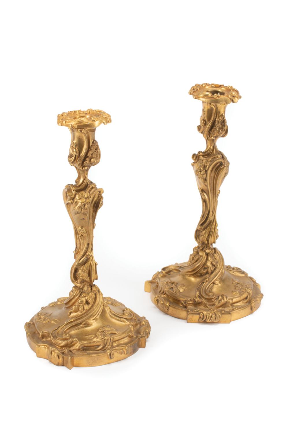 LOUIS XV STYLE GILT BRONZE CANDLESTICKSPair 3190f5