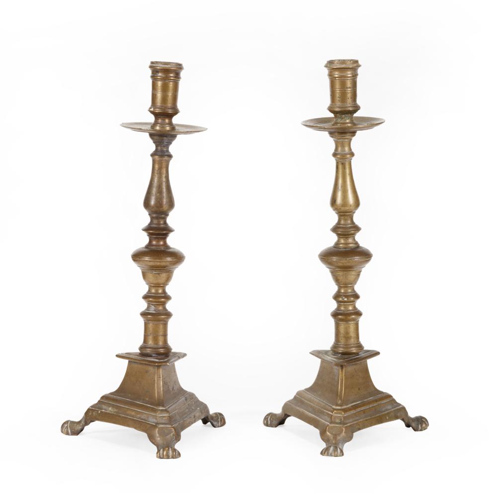 PAIR OF ANTIQUE SPANISH BRASS CANDLESTICKSPair 319103