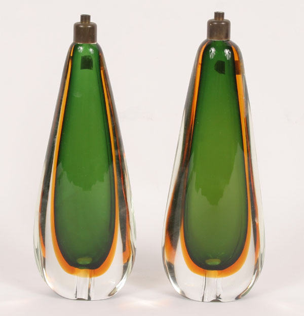 Pair Seguso glass lamp bases cased 4f4e9
