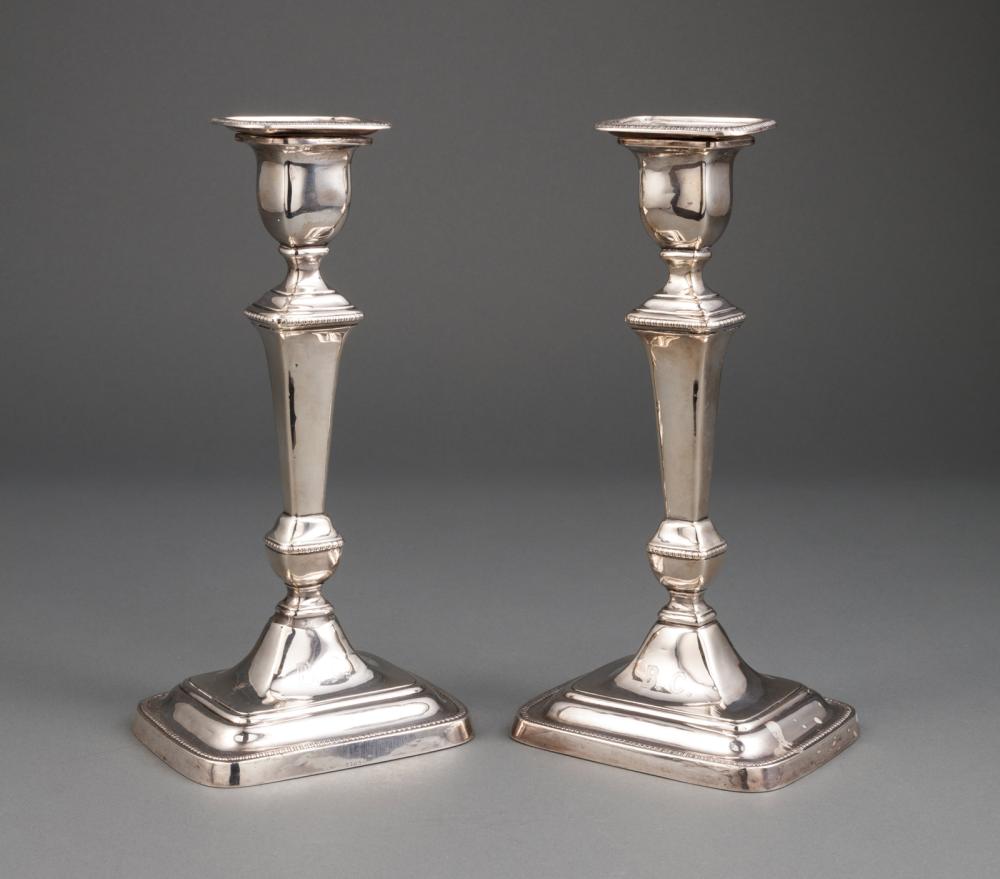 JOHN ROUND STERLING SILVER CANDLESTICKSPair 31911b