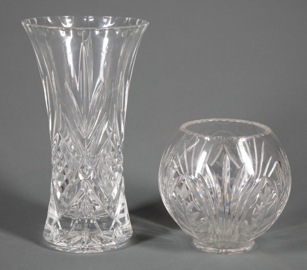 CUT GLASS ROSE BOWL AND MOLDED