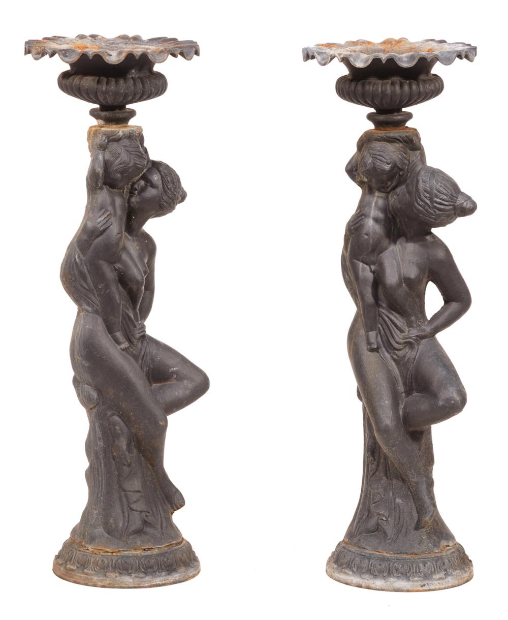 PAIR OF CAST IRON FIGURAL GARDEN