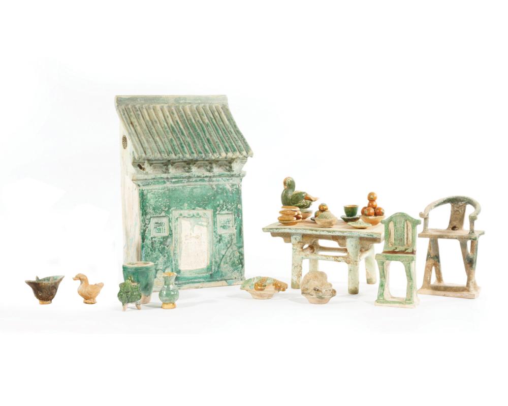 CHINESE GREEN AND SANCAI GLAZED