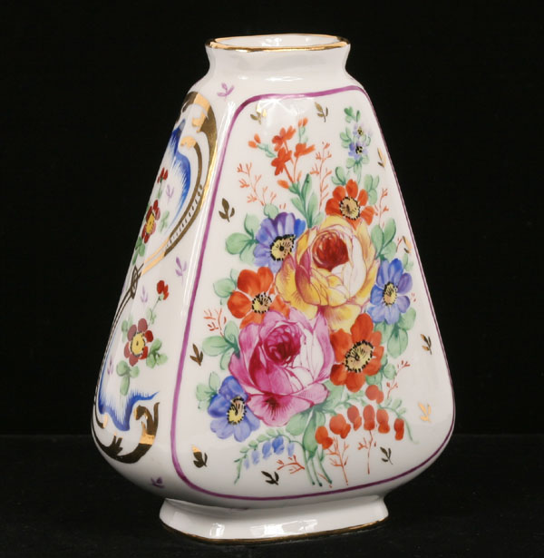 Sevres style porcelain vase; angular