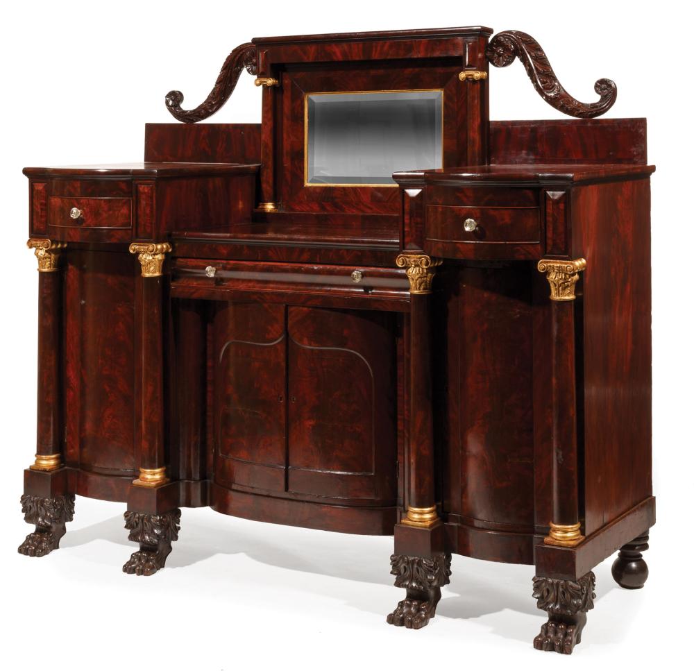 CARVED MAHOGANY AND PARCEL GILT