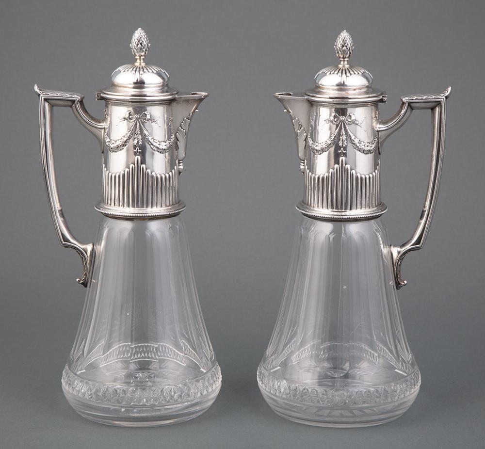 .800 SILVER-MOUNTED CLARET JUGSPair