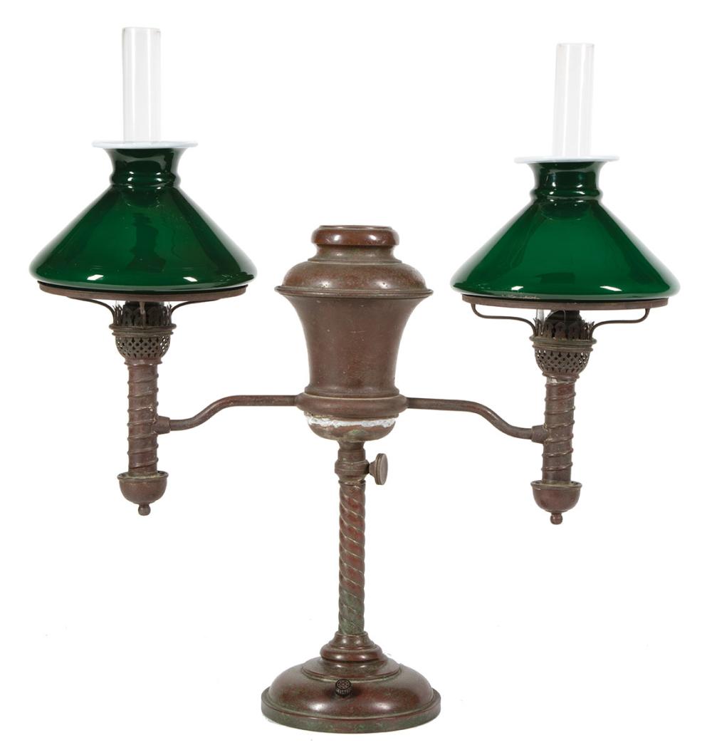 TIFFANY BRASS DOUBLE STUDENT LAMPTiffany 319344