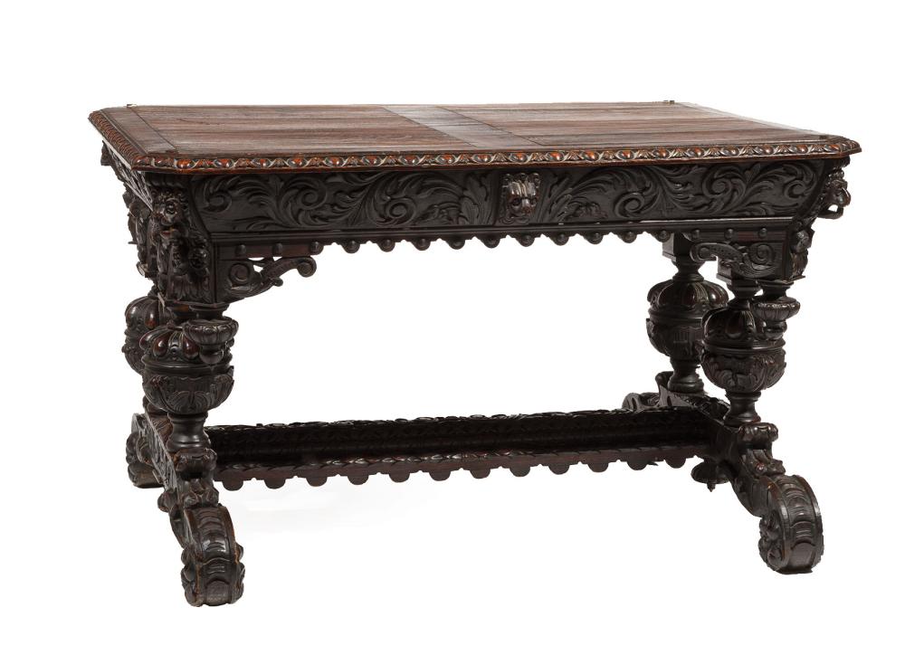 CARVED WALNUT LIBRARY TABLEAntique