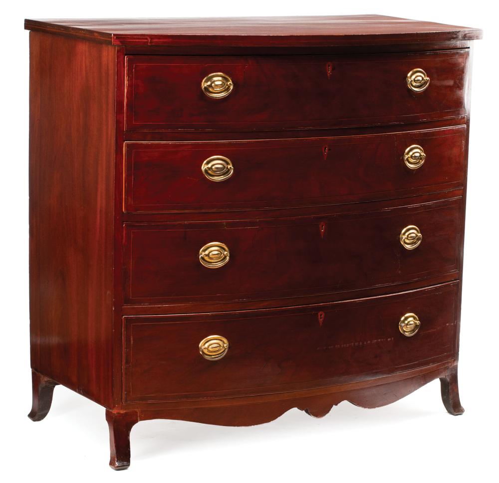 INLAID MAHOGANY BOWFRONT CHESTGeorge 3193a9