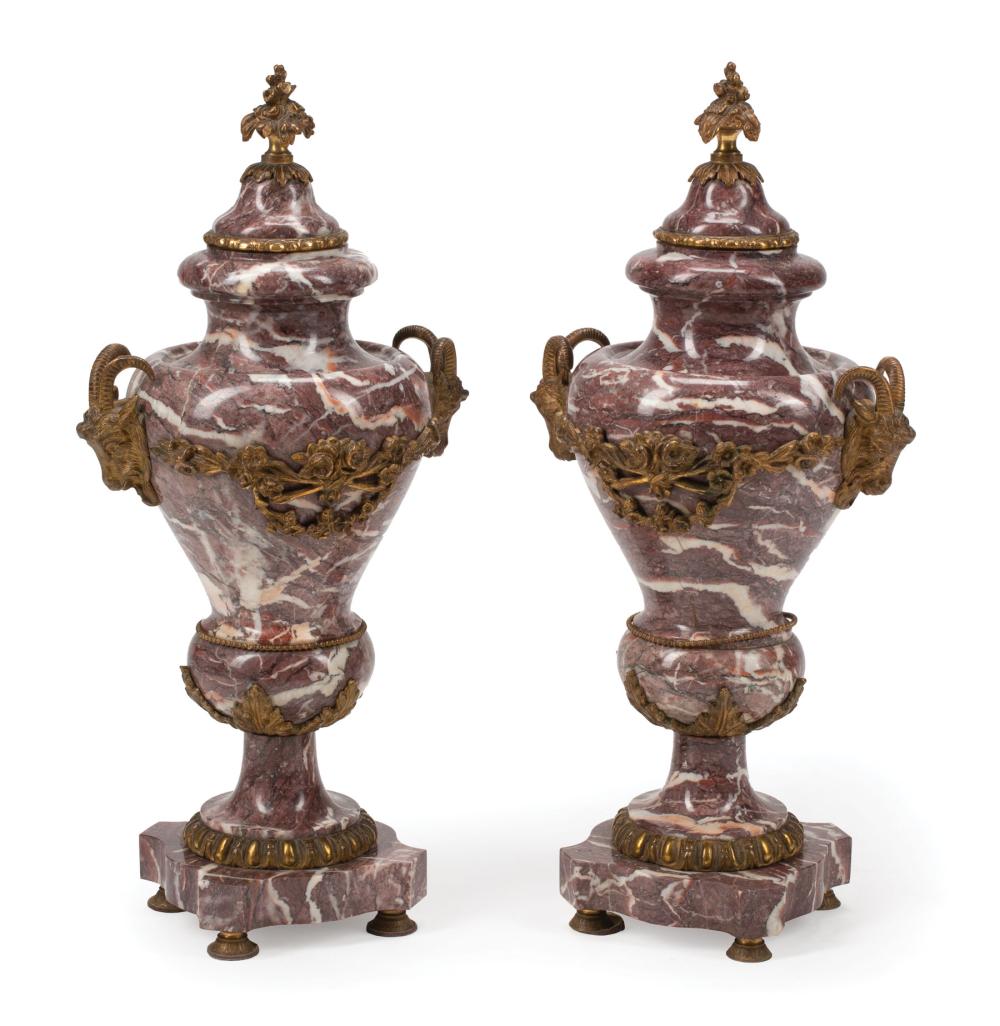 BRONZE-MOUNTED MARBLE CASSOLETTESPair