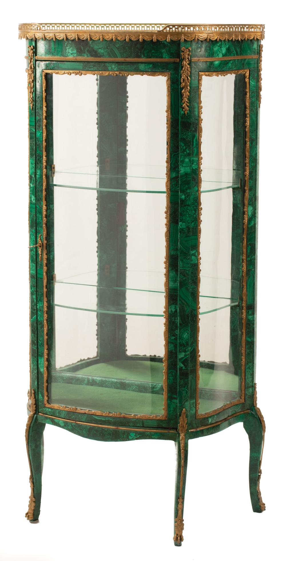 BRONZE MOUNTED MALACHITE CLAD VITRINELouis 31940d