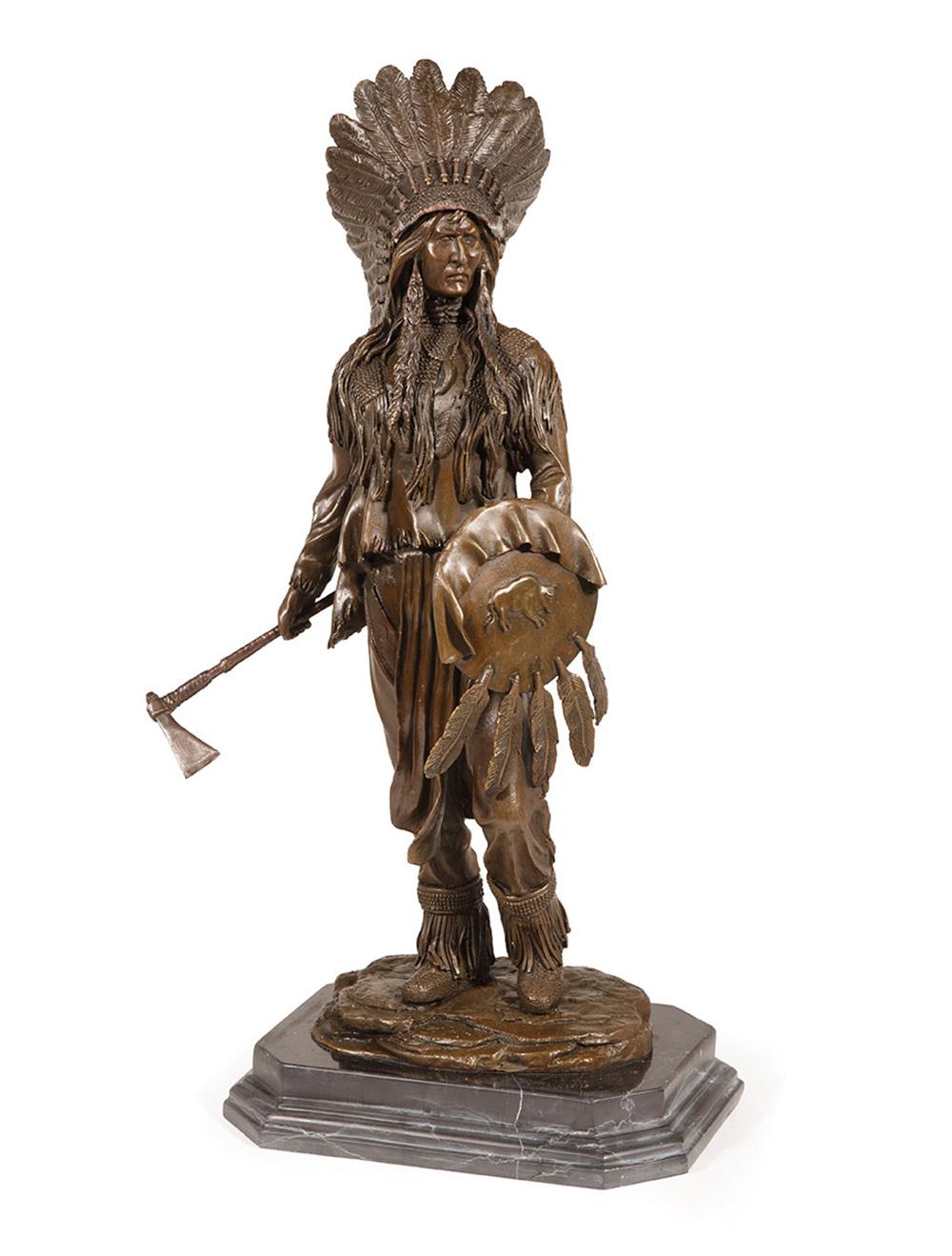 BRONZE OF A STANDING NATIVE AMERICANBronze 31940a