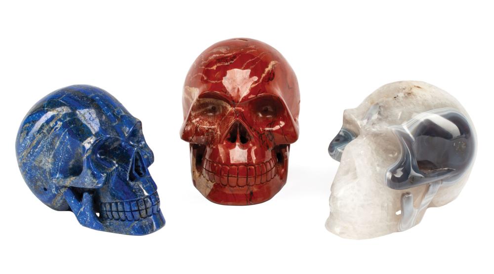 CARVED SEMI PRECIOUS STONE SKULLSThree 319418