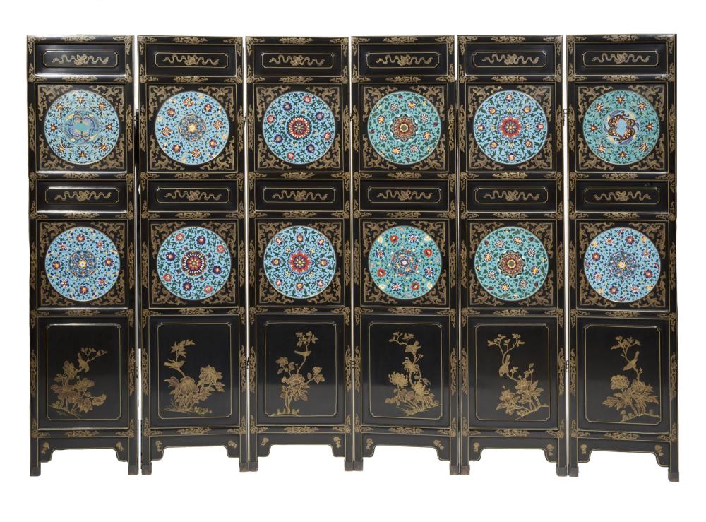 CHINESE CLOISONNE FLOOR SCREENChinese 319450