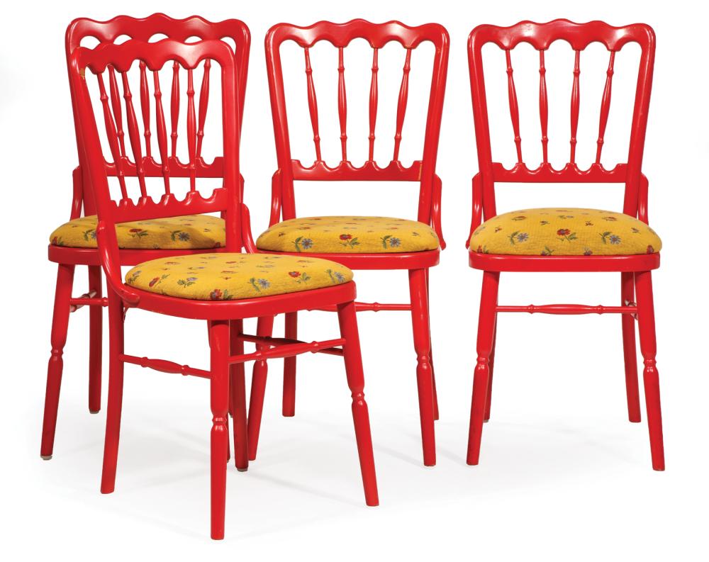 RED PAINTED BISTRO CHAIRSRed Painted