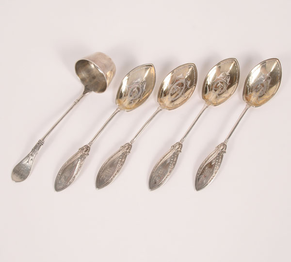 Lot of 5 pieces early Gorham sterling;