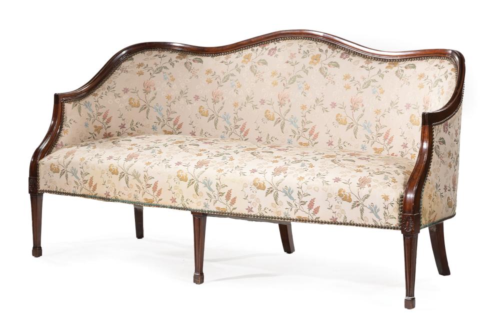 FRENCH MAHOGANY SERPENTINE BACK SOFAAntique