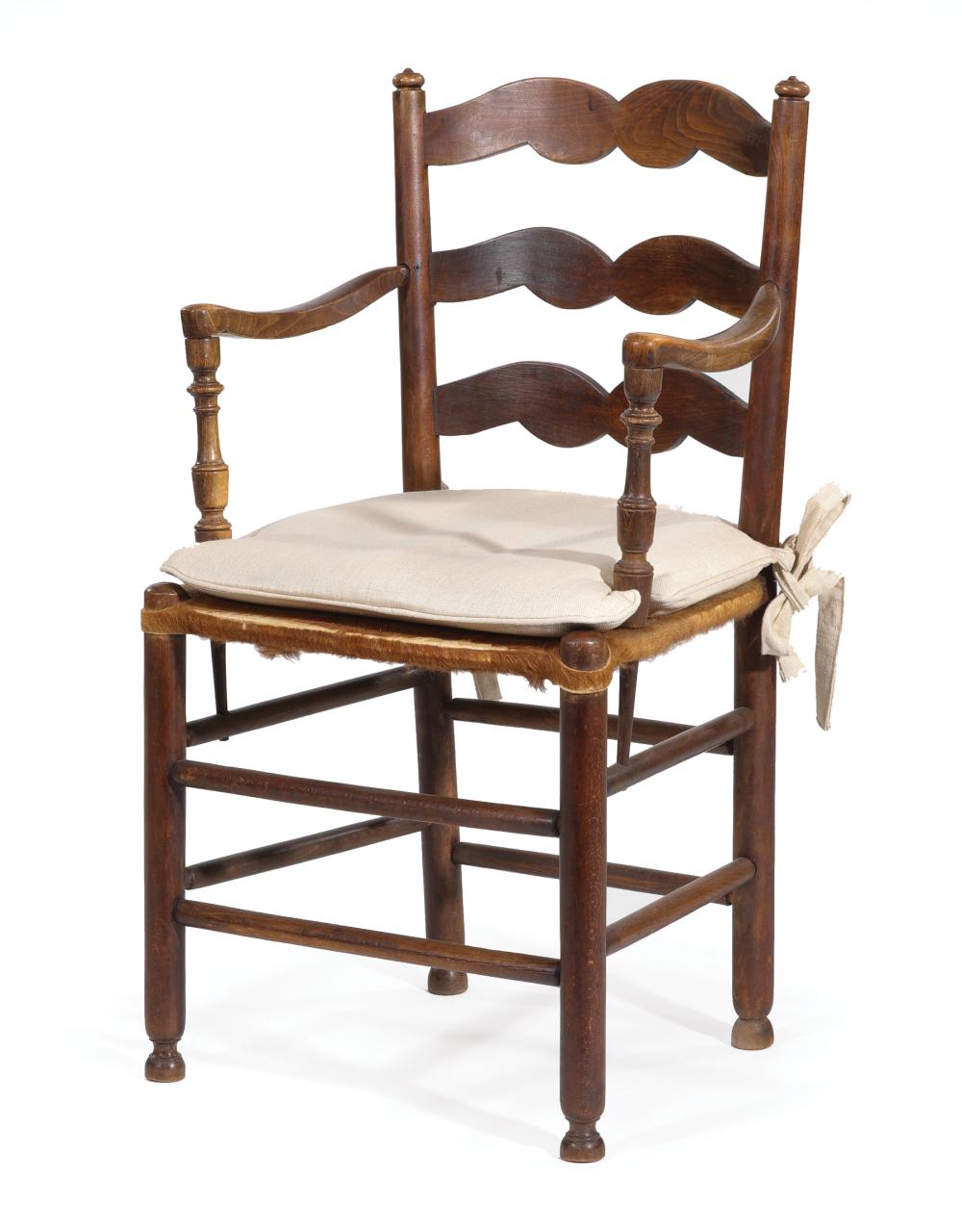 PROVINCIAL FRUITWOOD LADDER-BACK ARMCHAIRProvincial