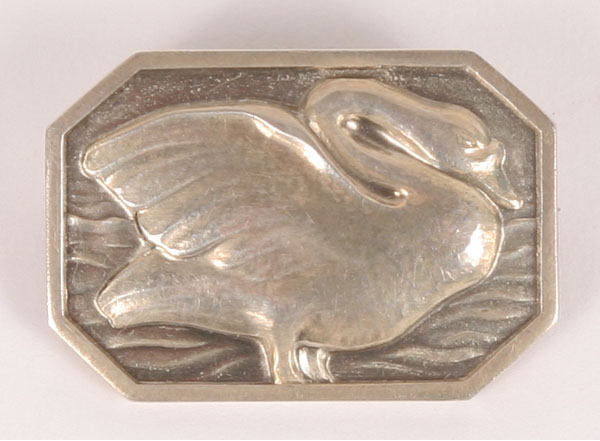 Sterling silver pin with swan figure