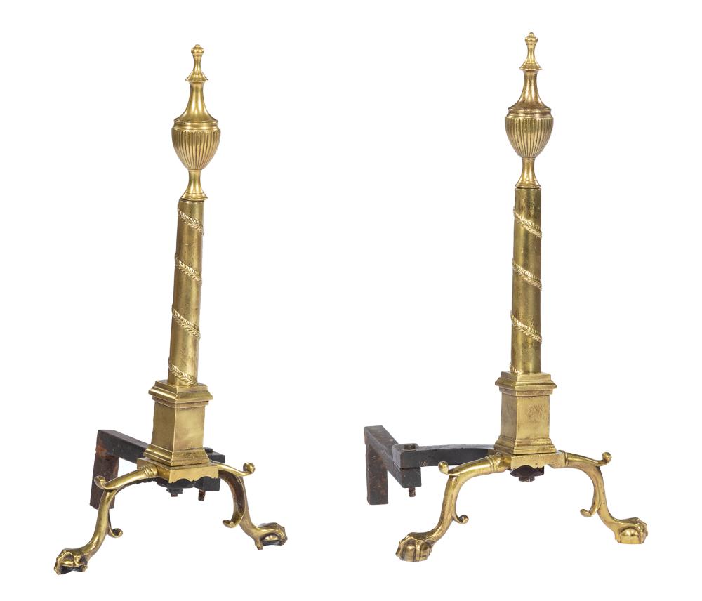 PAIR OF AMERICAN BRASS ANDIRONSPair 319588