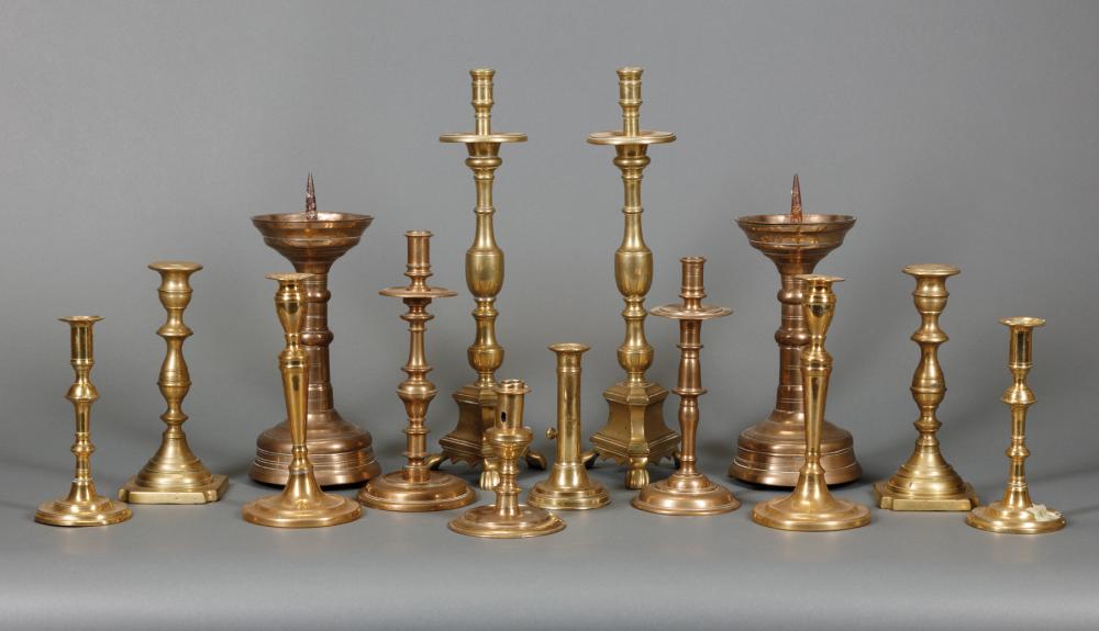 FOURTEEN BRASS CANDLESTICKSFourteen 319593